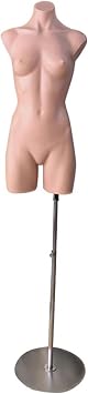 Mannequin Dress Form Flesh-Tone Dress Form with Adjustable Stand, Woman Manikin for Online Selling/Shopping Mall, Realistic Perfect Body Line Mannequin Torso