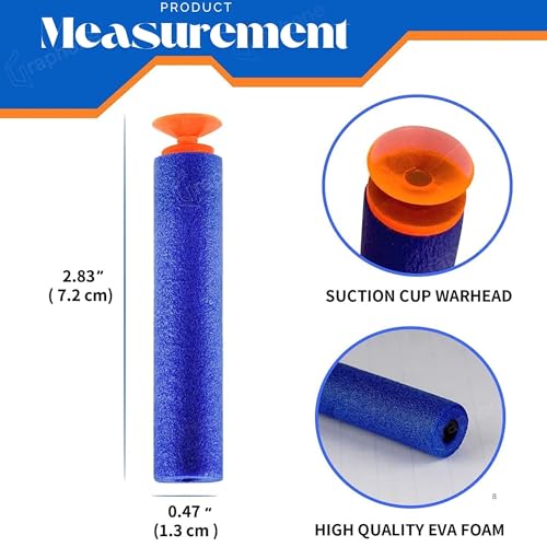Image of GRAPHENE 50 Pcs Foam Suction Bullets Darts for Toys Guns Sticky Safe Hollow Refill Darts Set Compatible with Hot Fire Nerf N-Strike & Blaze Storm Blaster Strike Elite Gun Target Game for Kids