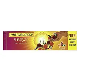 Mangaldeep Treya 3in1 Agarbatti 72/84 Sticks, Free Matchbox Inside