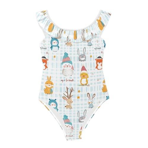 Traje de baño para niñas antirozaduras con volantes suaves