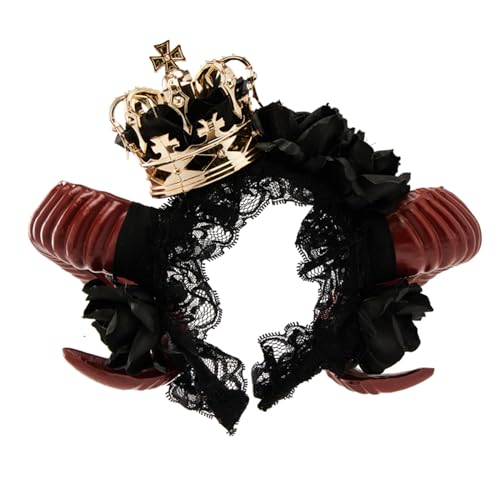 Serre-tête corne de diable et couronne de fleurs sombres pour un look gothique chic