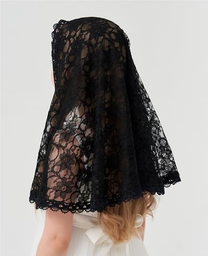 D Shape Veil Catholic Veil for Girls Bone Flower Veils Baptism Veil for Girls Girls Veil for Funeral K44