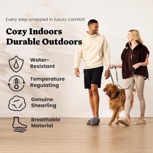 Image of Fireside by Dearfoams Women's Greta Genuine Shearling Clog Slippers, 100% Natural Suede Clogs for Outdoor & Indoor