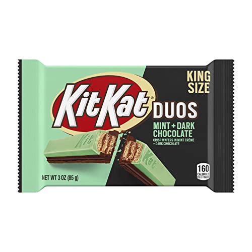 KIT KAT DUOS Mint Creme and Dark Chocolate King Size Wafer Candy, 3 oz Bar