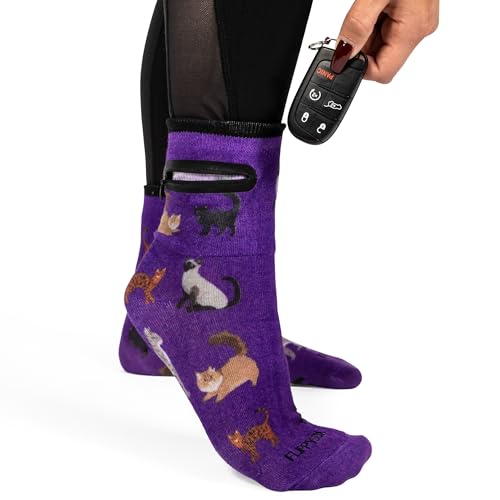 Image of Zipper Sock Wallet - Cotton & Polyester Zipper Socks with Pockets - Fits shoe size 6-13