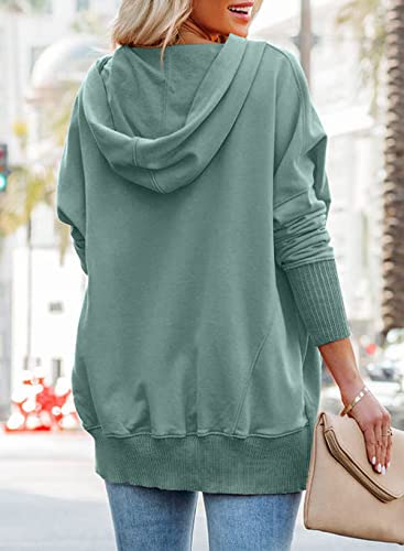 Image of PRETTYGARDEN Women's Casual Long Sleeve Zipper Sweatshirt Drawstring Loose Quarter Zip Pullover Tops with Pockets