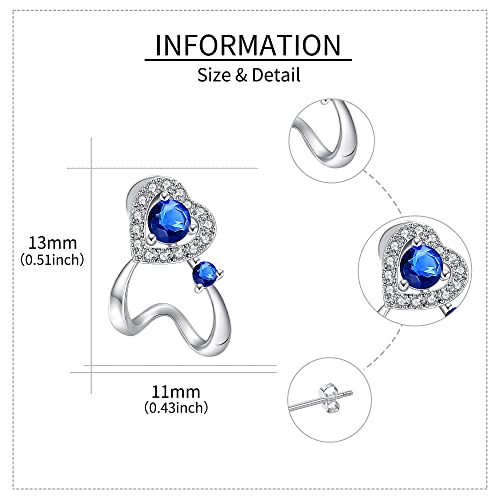 Aurianne Heart Earrings Sterling Silver Cubic Zirconia Blue Spiral Earrings Anniversary Birthday Gifts For Women Girls #TOP3