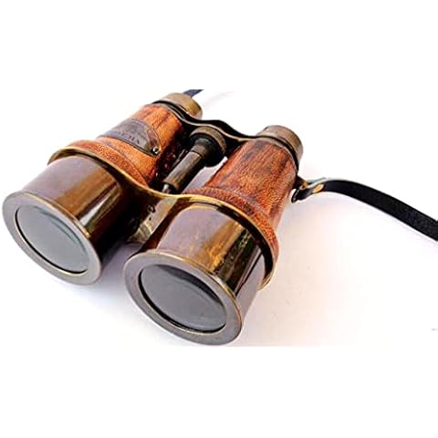 Vimal Nautical Brown Antique & Red Brass Size - 5x4.5 Binoculars Antique Lather Finish Vintage Gift Telescope Leather Binoculars Cover