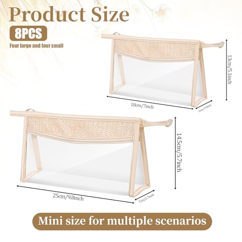 8 Packs Boho Clear Makeup Bags Cosmetic Beach Bags with Zipper Small Toiletry Bag Waterproof Pouches for Travel Makeup Bags PVC Zipper Organizer Pouch for Women Girls(2 Sizes)2
