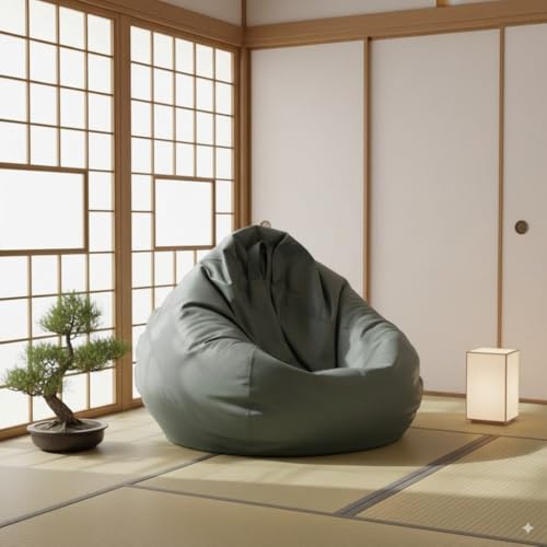 Image of 4XL Faux Leather Tear Drop Bean Bag Cover with Handle (Without Beans) Large Bean Bag Sofa Chair Cover for Adults & Kids Comfortable & Durable Seating for Living Room & Bedroom