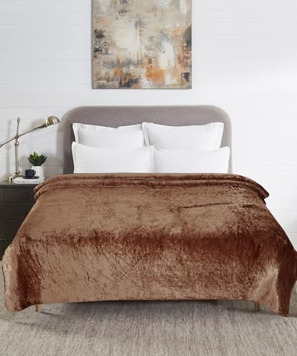 Image of Dream Living Premium Flannel Double Bed Winter Blanket | Winter bedsheet AC Blanket |Reversible Lightweight Cozy Soft for Bed, Sofa, Couch, Travel & Camping| 220x230 cm - Coffee-300 TC