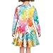 Cndexd Dresses for Girls with Knotted Bows Hair Ties Tie-Dye A-line Skater Dress Fashion Dresses Round Neck Midi Dress for Teen Girls Size XS-3XL
