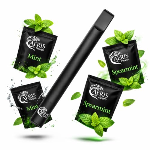Aeris Health Smokeless Inhaler | Flavored Air Device with 12 Plant-Based Cores | Mint & Spearmint | 36 Days of Scent | Portable Reusable & Non-Electric | Simple Fresh Air Stop Smoking Aid