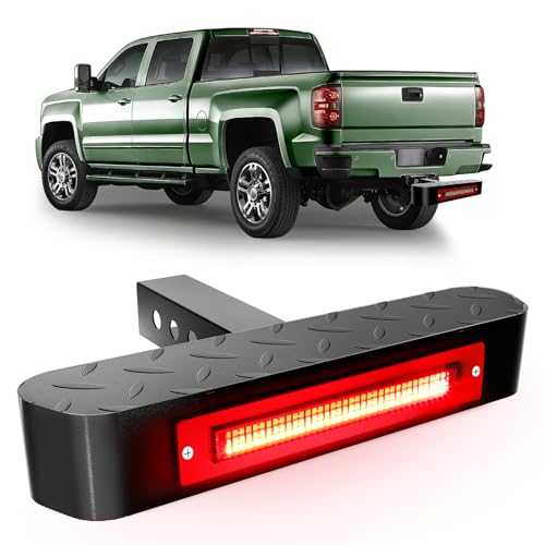 36" Hitch Step Bar With Drop Step & LED Brake Light – Fits 2" Receivers, 350 Lb Capacity, Black Powder Coat