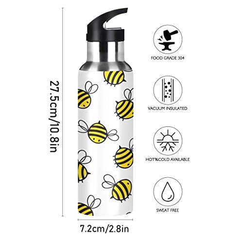 Blueangle Flying Bumble Bees Stainless Steel Water Bottle With Straw, Bpa Free Reusable Leakproof Water Jug For Fitness Camping Outdoor Sports #TOP1