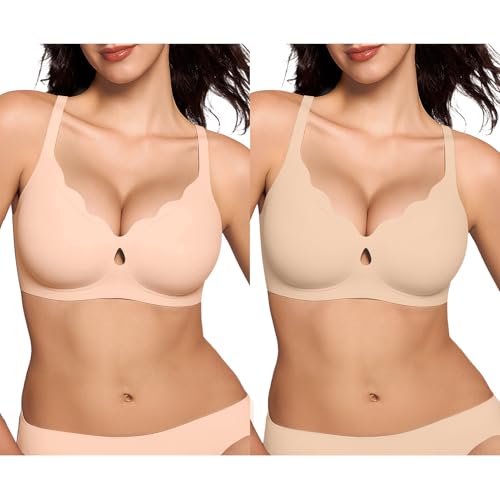 Image of ProKloud Wireless Bras for Women Wave Push Up No Underwire Bralettes Seamless Full Coverage Support Lift Everyday Bra