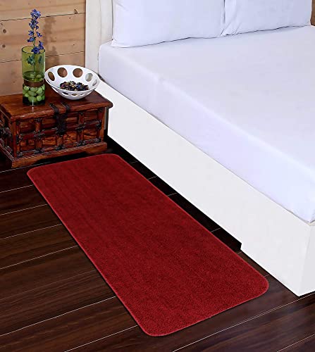 Image of THE HOME TALK Modern Polyester Area Rugs | Carpets for Living Room, Kitchen, Kid's Room, Bedroom | Microfiber Polyester Rugs | Shaggy Floor Carpet | Anti Skid Store (Rubic Red, 50 x 150 cm)