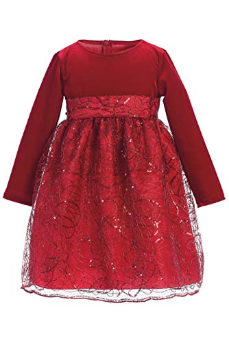 Pink Princess Christmas Dresses for Girls - Silver, Red Baby Toddler Outfits - Made in USA (Red, 2t)