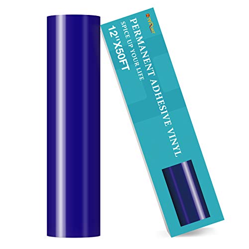 Image of HTVRONT Royal Blue Permanent Vinyl Roll - 12 inch x 50 FT Blue Adhesive Vinyl Roll for All Cutting Machine, Silhouette, Cameo Cutters, Signs, Scrapbooking, Craft, Die Cutters