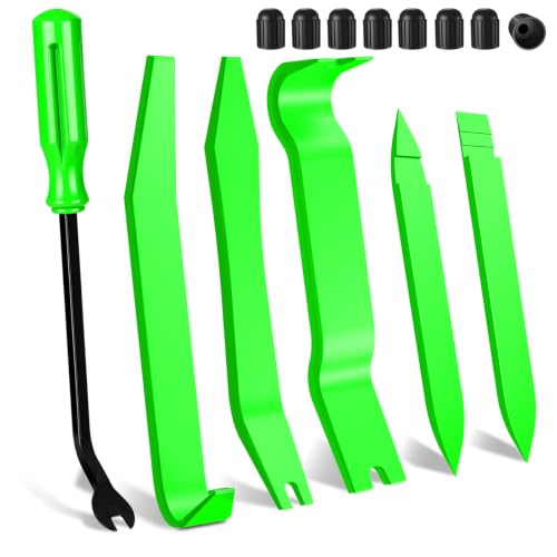 Image of 14PCS Auto Trim Removal Tool kit, Car Clip Removal Tools Kit No Scratch Plastic Pry Tool Door Panel Rivet Pliers Tool Kit,Interior Fastener Puller Set for Vehicle Dash Radio Audio Installer Green