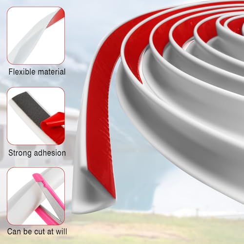 J Shape RV-regenrinne,5M Lange,Regenrinne Wohnmobil Selbstklebend Kantenschutzprofil,PVC Auto Regenrinne für LKWs,Wohnmobile,Boot,Autos,Van,Tür(weiß)