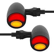 FATECIM Bullet Motorcycle LED Rear Turn Signals, Motorcycle Duolamp Brake Tail Light, Motorcycle Blinkers Indicators for Harley Honda Yamaha Suzuki Kawasaki Cruiser Chopper Bobber Black
