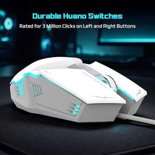 Image of EvoFox Shadow Plus Gaming Mouse Wired | Gaming Mouse with Instant A603FP Sensor, 7200 DPI Optical Tracking, HUANO Switches, 6 Buttons, Ergonomic Design, Braided 1.5m Cable USB - Black
