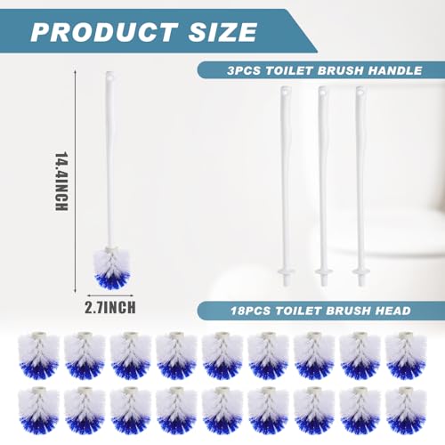 Image of Willinglong 18 Pcs 18.5 Inch Toilet Bowl Cleaner Brush Bathroom Long Plastic Handled Cleaning Scrubber with Hook Hole Without Holder for Household Cleaning (Blue,White)