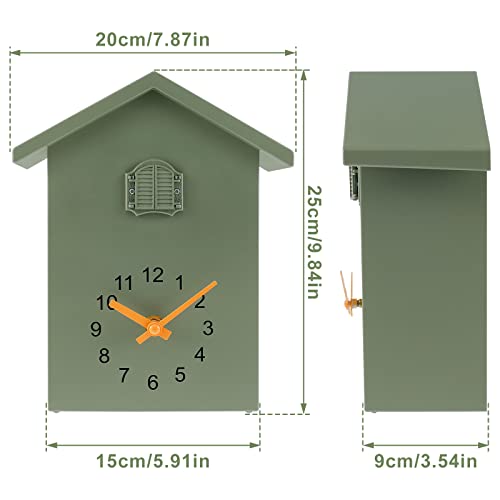 Miniatura 2 de Foppla - Reloj De Cuco Con Campana, Reloj De Pared Mecánico Vintage De Madera, Con Pilas, Péndulo, Estilo Antiguo, Miniatura, Casa De Pájaros, Pájaro Cantor Para Decoración De Arte De Pared Del Hogar