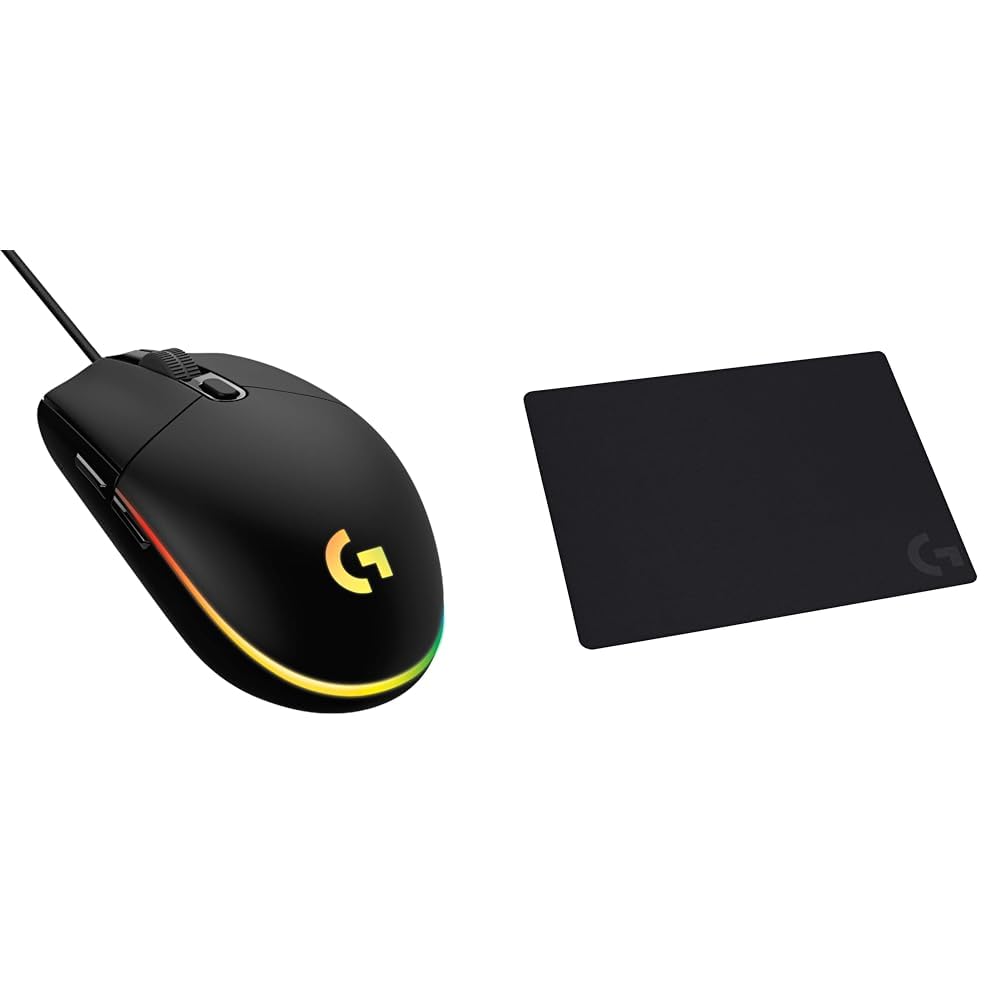 Logitech G203 LIGHTSYNC Mouse Gaming con Illuminazione RGB, Personalizzabile & G240 Gaming Mouse Pad in tessuto, Ottimizzato per i Sensori da Gioco, Attrito Moderato