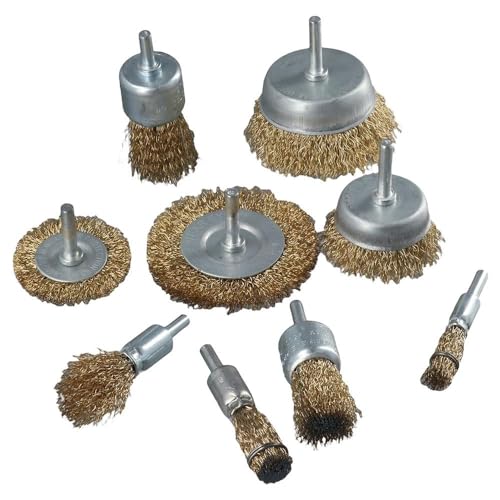 Image of 9Pcs Wire Brush Wheel Cup Brush Set,Wire Wheel Brush Set with 1 /4-Inch Shank,Coated Wire Drill Brush Set for Iron Rust Removal, Corrosion and Scrub Surfaces