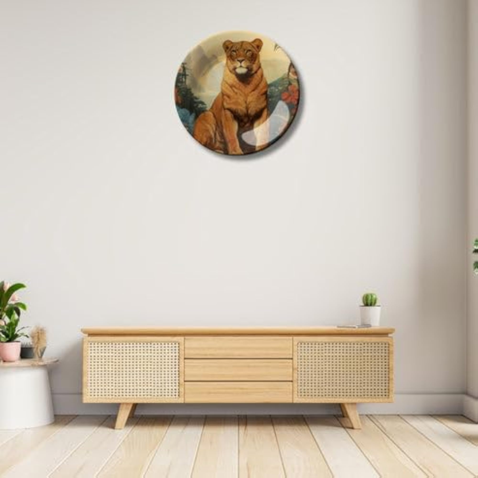 Lion Art Ceramic Decorative Plate for Home Décor
