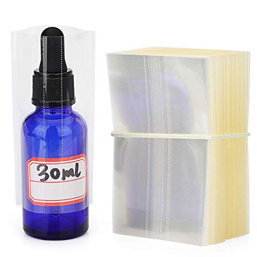 COQOFA 300 pcs PVC Heat Shrink Wrap Bands for 1oz 30ml Glass Dropper Bottles Sealer Clear Perforated