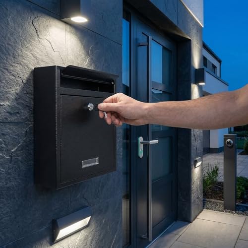 Boîte postale murale en acier robuste grand format avec serrure et clés