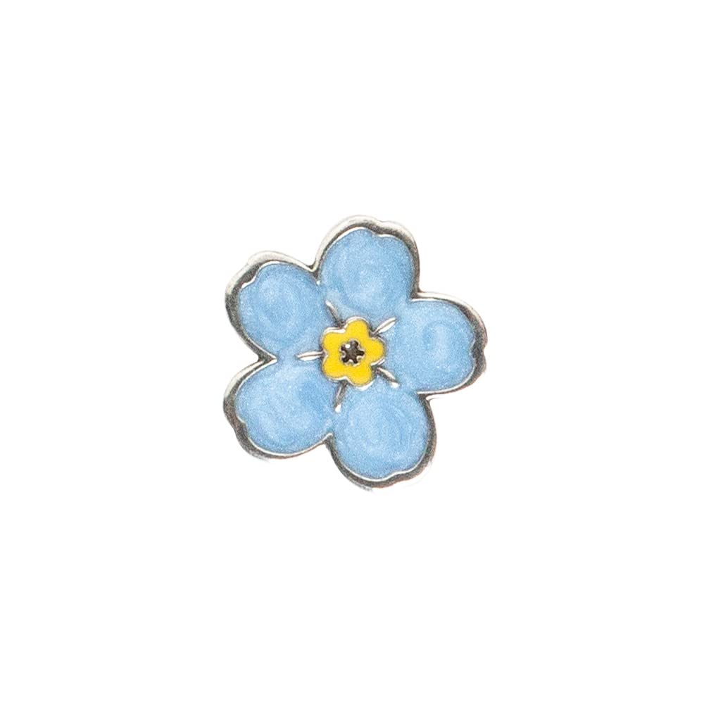 DANFORTH - Forget-Me-Not Flower Lapel Pin, Light Blue Wardrobe Accessory, Handcast & Painted in the USA - Pewter Pin for Jackets, Hats, Tops, Measures 7/8"