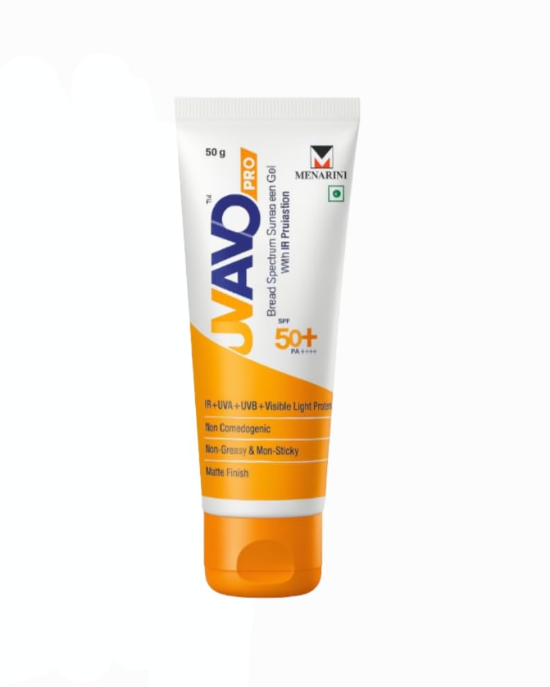 Image of New UV-AVO PRO SPF 50+ Sunscreen Gel | Broad Spectrum IR + UVA + UVB + Visible Light Protection | Non-Comedogenic | Matte Finish | 50g