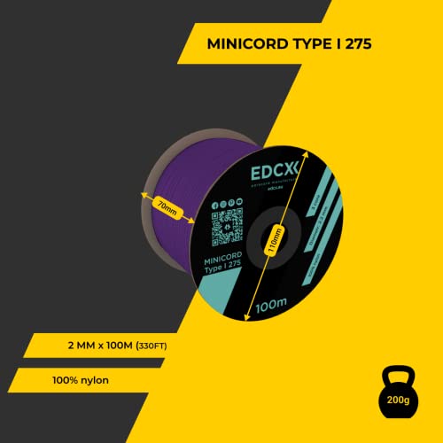 EdcX 2 mm Nylon Paracord 275 (15, 30, 50 and 100 m)- 100% Nylon rope, 3-Strand cord, Nylon cord 2 mm in Many Colours (Purple, 100 m) - Image 2