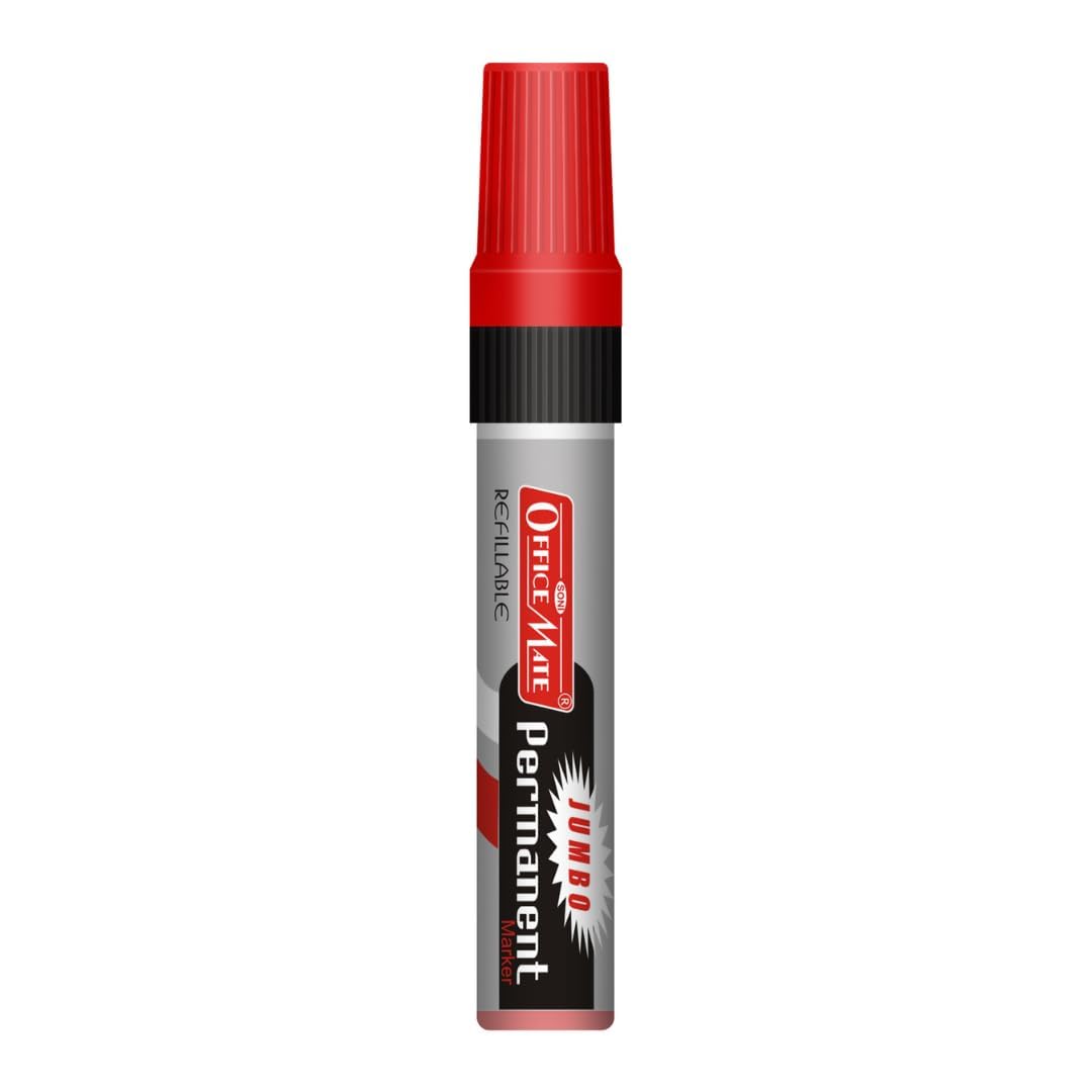 Soni Officemate Jumbo Permanent Marker -(Red 2pcs)