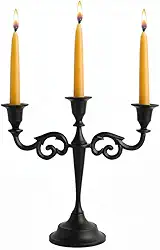 Rely+ Candelabro de três braços com 28 cm de altura. Suporte de castiçal preto para mesa.