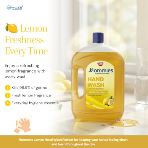 Image of Hommies Liquid Handwash Refill Can, 2 Ltr Lemon, Rich Lathering Formula