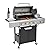 4 Burners BBQ Grill Propane with Side Burner, dust cover, Outdoor Gas Grill with Porcelain-Enameled Cast Iron Grates, Stainless Steel Camping Barbecue Grill for Outdoor BBQ, Patio, Party - Silver
