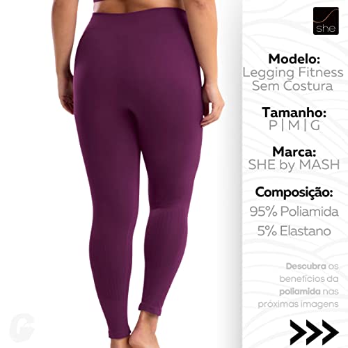 She Legging Fitness Microfibra Feminino, G, Berinjela