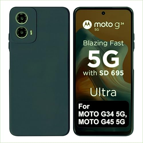 Image of SBMS Silicone Back Cover Case for Motorola Moto G34 5G / Moto G45 5G | Soft Micro-Fibre Lining Inside | Camera Protection Bump | Shockproof Back Cover Case for Moto G34 /G45 5G (Green)