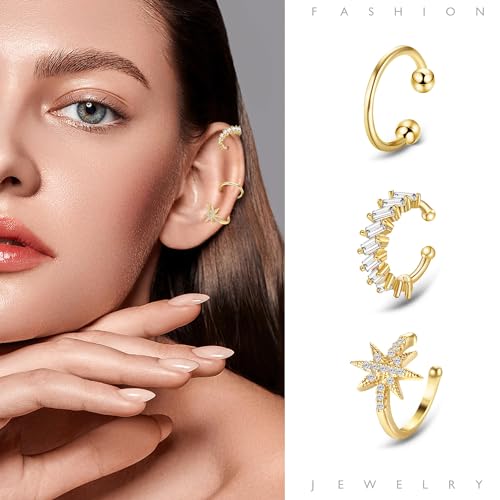 Dochais 9Pcs Ear Cuff 14K Gold Plated Cuff Earrings Gold Ear Cuffs Non Pierced Ear Clips Cartilage Earring Fake Earrings4
