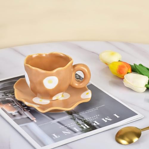 Tasse à café et soucoupe pour restaurant et maison en céramique de 6.5oz