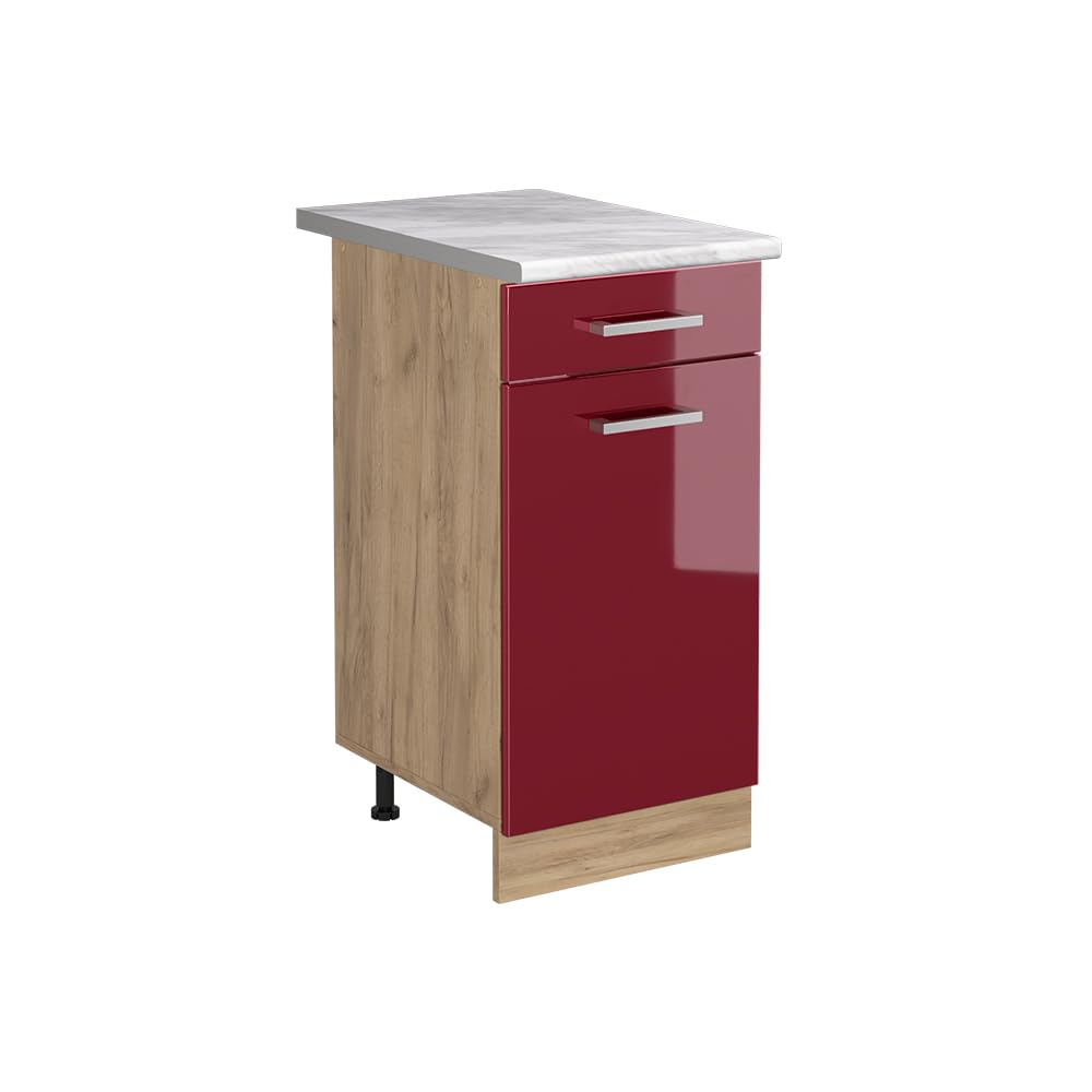 Vicco Kitchen base cabinet "Raul", Red high gloss/Golden oak 40 cm — image 1