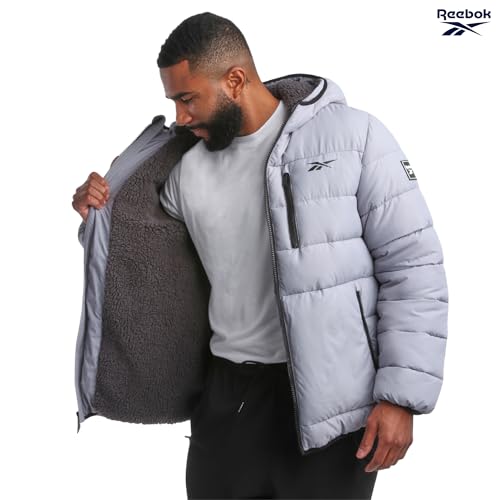 Image of Reebok Mens Heavyweight Sherpa Lined Puffer Parka, Quilted Ski Jacket