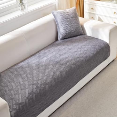 Image of HOMETHREADS Innovative Premium Velvet Sofa Cover Mat with PVC Backing for Non-Slip Comfort | (Grey Vrsh, 5 Seater | 70x230cm)