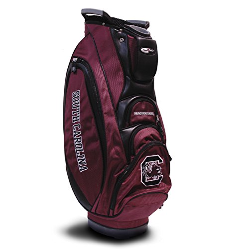 Team Golf NCAA South Carolina Gamecocks Victory Golf Cart Bag, 10-way Top with Integrated Dual Handle & External Putter Well, Cooler Pocket, Padded Strap, Umbrella Holder & Removable Rain Hood