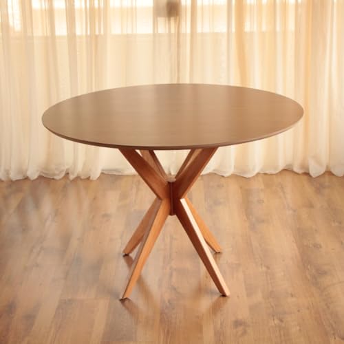 Top 5 Melhores Mesas Redondas para Comprar em 2025 13 Mesa de Jantar Redonda Base Estrela Tampo de BP 18mm com Acabamento Texturizado - 100cm